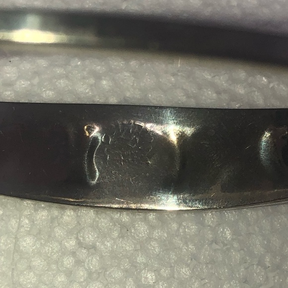 VTG Taxco Abalone Inlay Sterling Bangle Bracelet Floral Flower Butterfly 6.5” - Picture 7 of 9